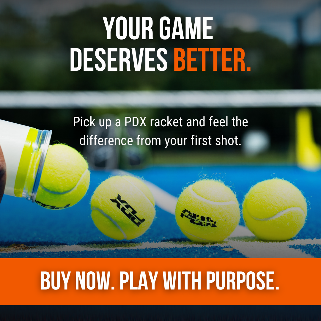 PDX Rayo Beginner Padel Racket | Complimentary Racket Carrier Bag | 30% Carbon 70% Fibreglass | 355g Round | Control